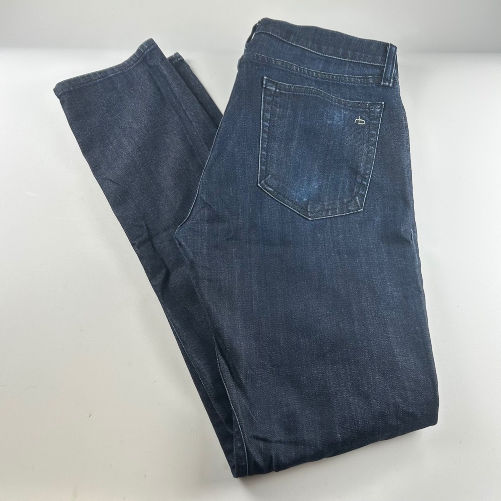 Rag & Bone Men's 32 Slim Jeans Dark Indigo Blue Button Fly Denim Pants